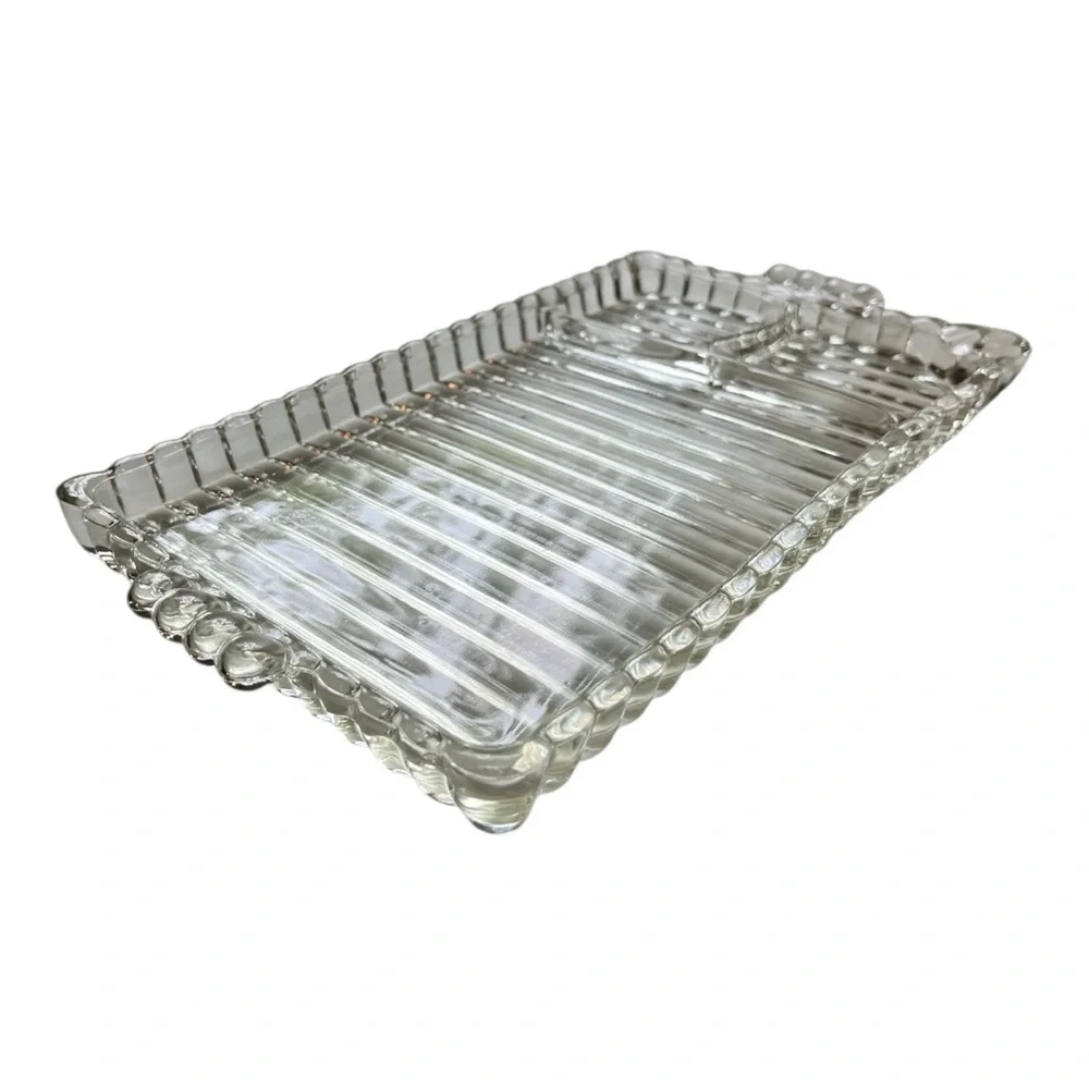 Set of 4 Vintage Bubble Glass Sectioned Organizer Tray